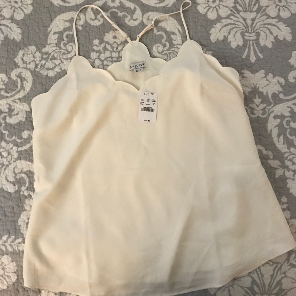 J Crew white scalloped tank. New with tags.